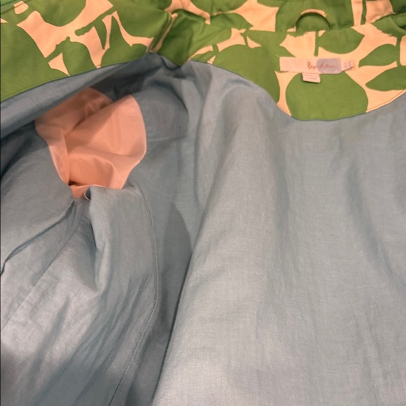 Boden Apple Print Rain Coat Cotton Hooded Green White Size 14 - Picture 13 of 14